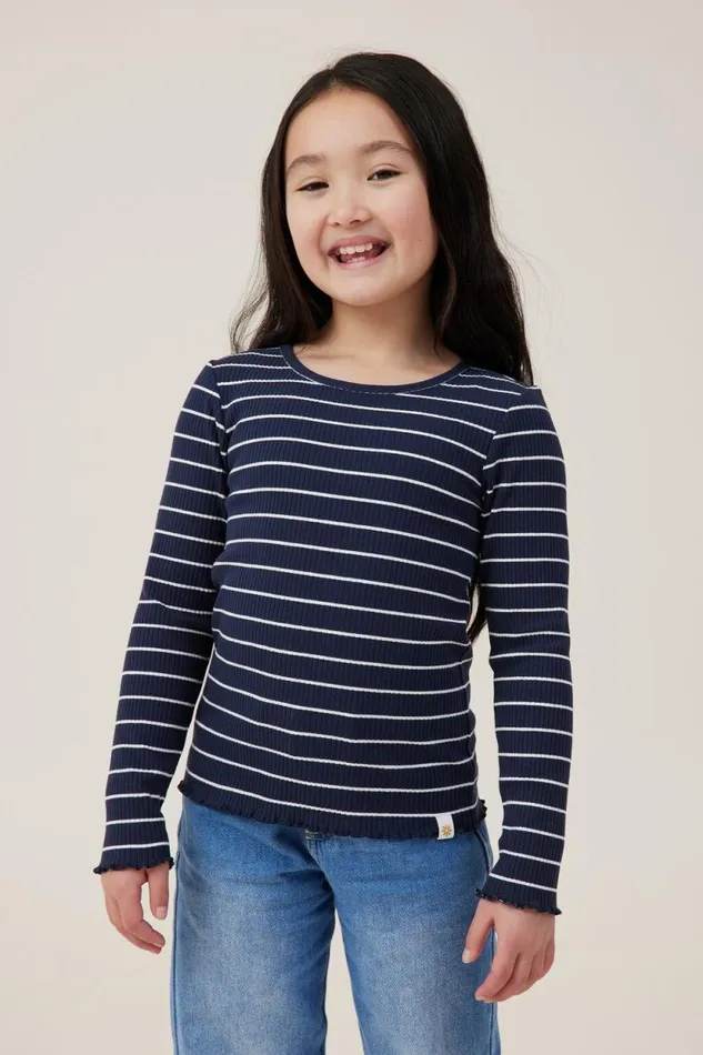 Jade Crew Navy Blazervanilla Stripe Girls Cotton On Tops and TShirts