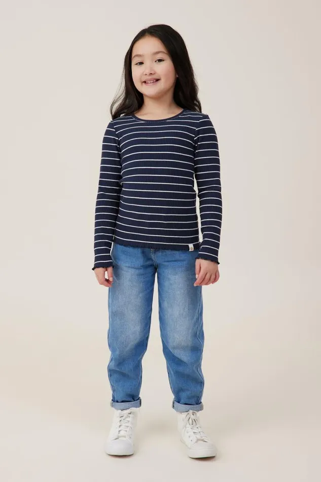 Jade Crew Navy Blazervanilla Stripe Girls Cotton On Tops and TShirts Jade Crew Navy Blazervanilla Stripe Girls Cotton On Tops and TShirts
