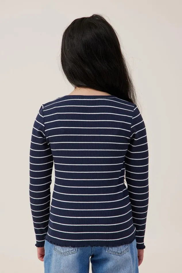 Jade Crew Navy Blazervanilla Stripe Girls Cotton On Tops and TShirts Jade Crew Navy Blazervanilla Stripe Girls Cotton On Tops and TShirts