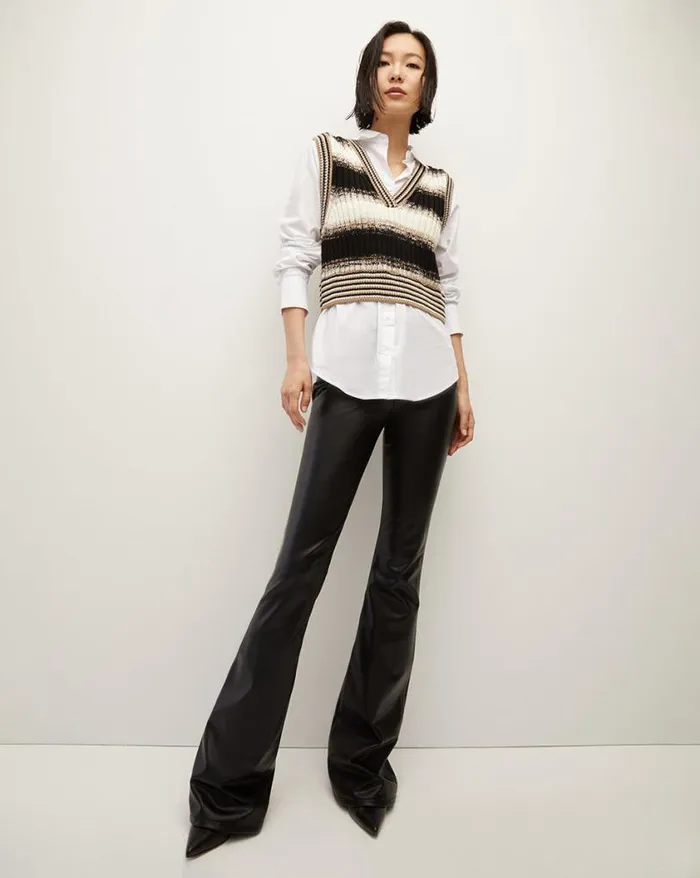 Jeans Shop Veronica Beard Beverly Vegan Leather SkinnyFlare Pant Extended Black
