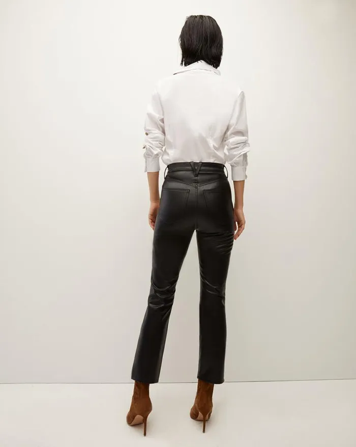 Jeans Shop Veronica Beard Carly Vegan Leather KickFlare Pant Black