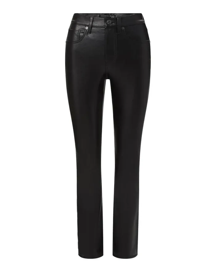 Jeans Shop Veronica Beard Carly Vegan Leather KickFlare Pant Black