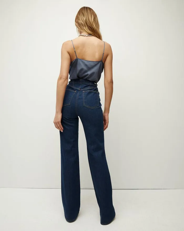 Jeans Shop Veronica Beard Crosbie Slim WideLeg Jean Comfort Stretch Washed Oxford
