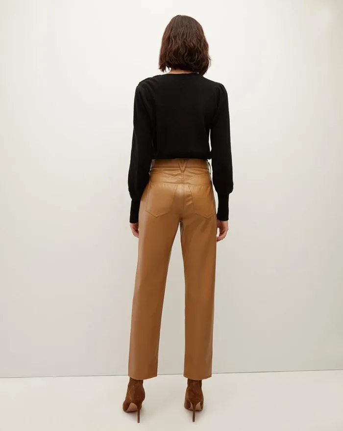 Jeans Shop Veronica Beard Joey Vegan Leather StraightLeg Pant Cognac
