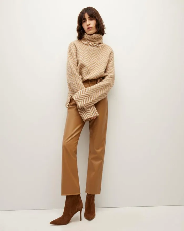 Jeans Shop Veronica Beard Joey Vegan Leather StraightLeg Pant Cognac