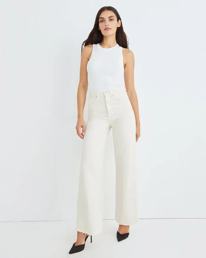 Jeans Shop Veronica Beard Taylor WideLeg Jean Ecru