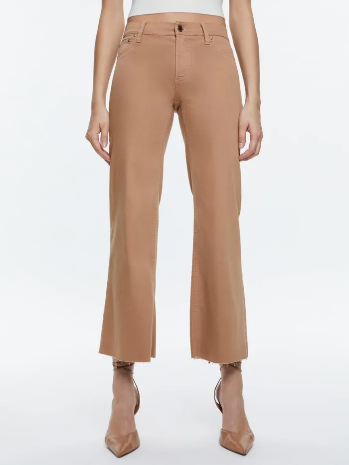 Jeans Women Alice Olivia ROXIE LOW RISE STRAIGHT FLARE CROPPED JEAN Camel