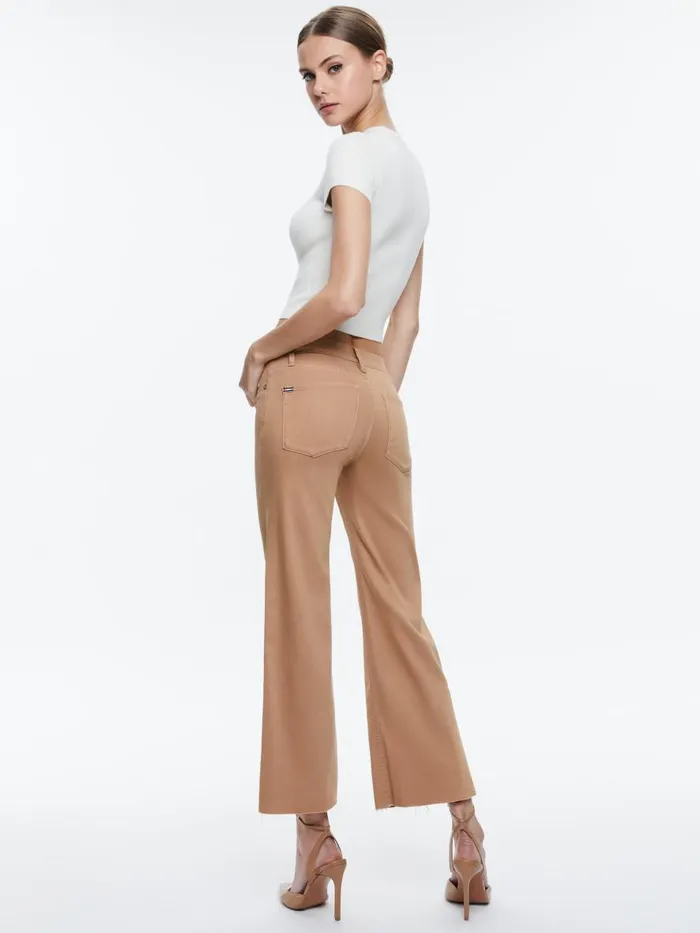 Jeans Women Alice Olivia ROXIE LOW RISE STRAIGHT FLARE CROPPED JEAN Camel