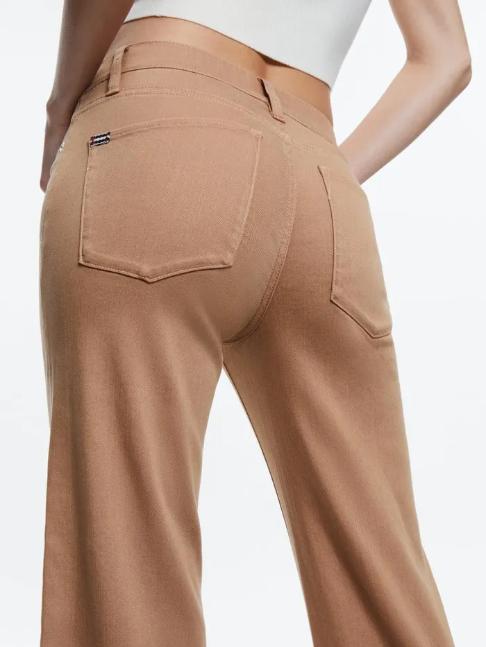Jeans Women Alice Olivia ROXIE LOW RISE STRAIGHT FLARE CROPPED JEAN Camel