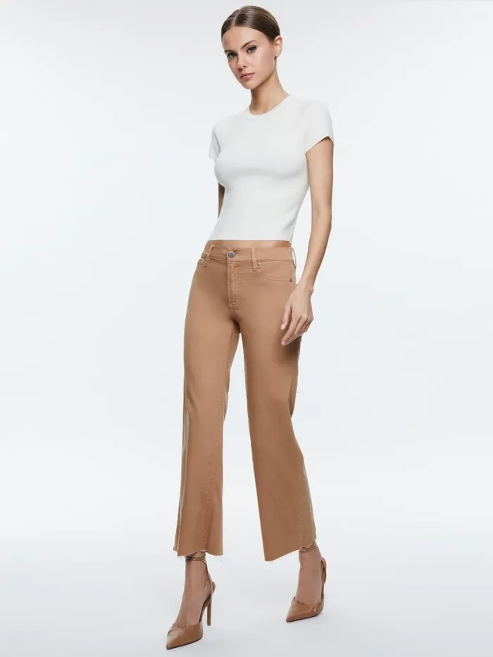 Jeans Women Alice Olivia ROXIE LOW RISE STRAIGHT FLARE CROPPED JEAN Camel