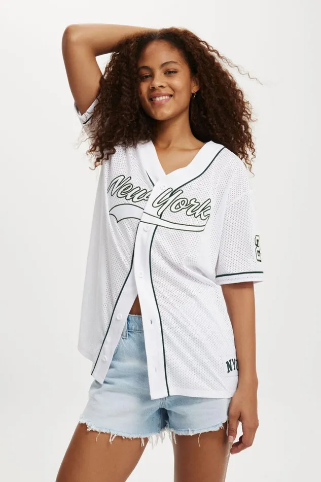 Jersey Graphic Baseball Shirt New York White Women Cotton On Tops