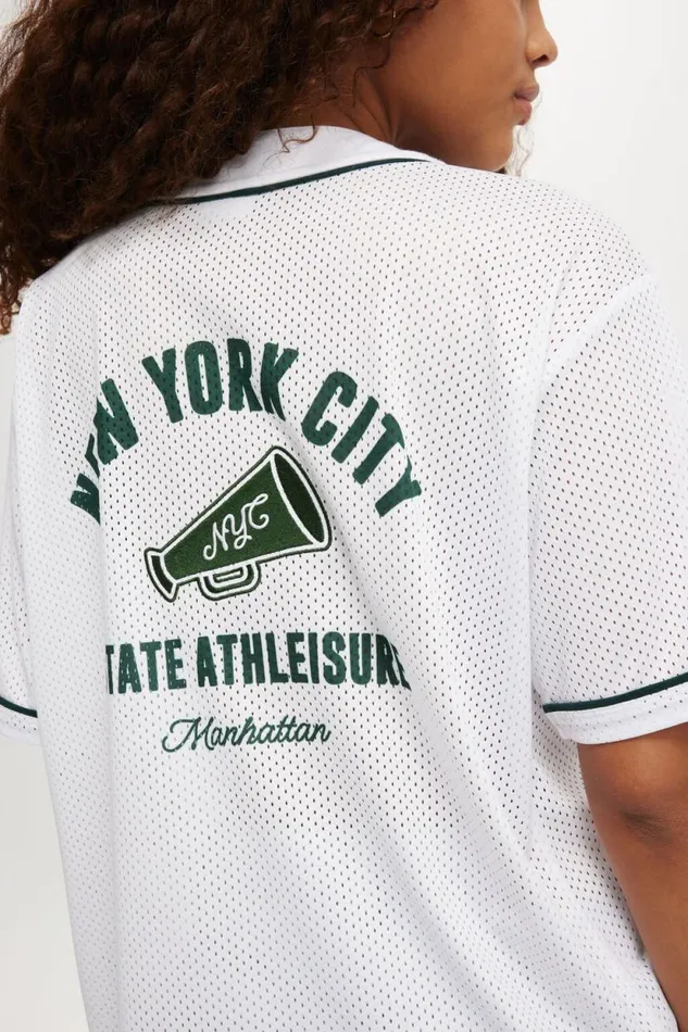 Jersey Graphic Baseball Shirt New York White Women Cotton On Tops Jersey Graphic Baseball Shirt New York White Women Cotton On Tops