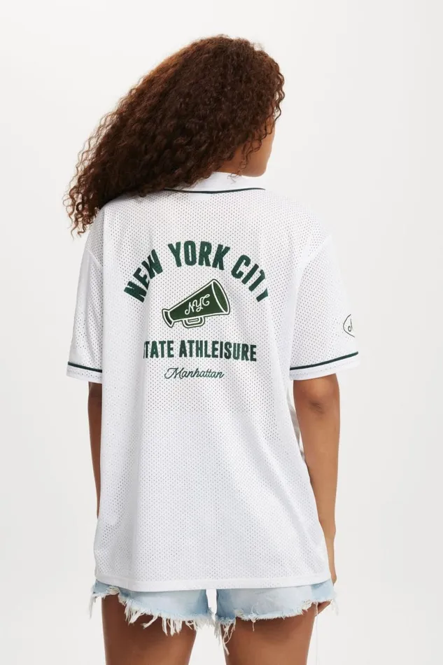 Jersey Graphic Baseball Shirt New York White Women Cotton On Tops Jersey Graphic Baseball Shirt New York White Women Cotton On Tops