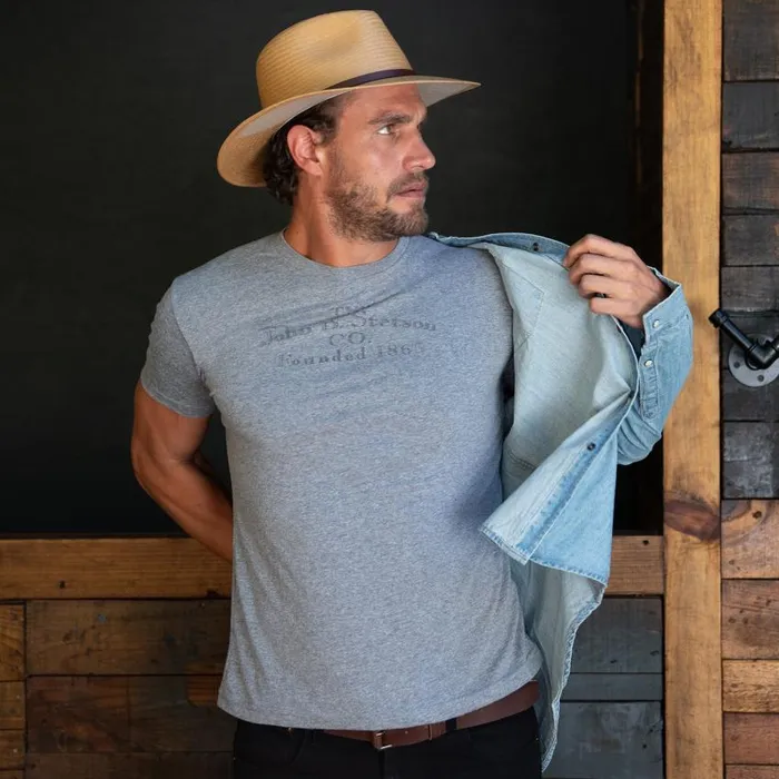 John B Stetson Co Graphic Tee Grey Men Stetson Tees