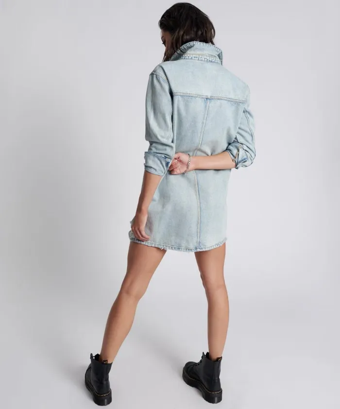 KANSAS BLUE TRUCKER SHIRT DRESS Women One Teaspoon Denim Dresses KANSAS BLUE TRUCKER SHIRT DRESS Women One Teaspoon Denim Dresses