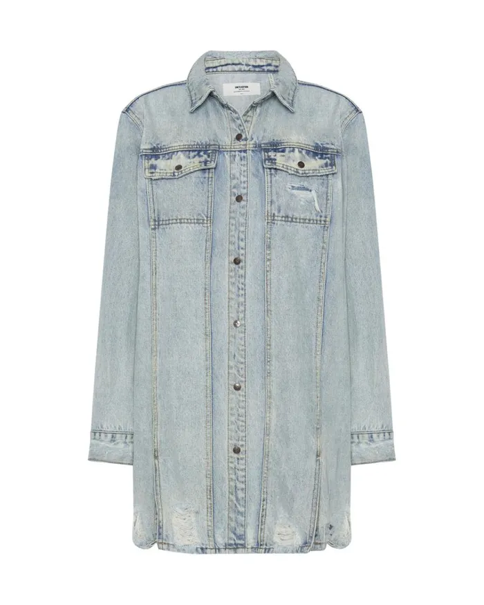 KANSAS BLUE TRUCKER SHIRT DRESS Women One Teaspoon Denim Dresses KANSAS BLUE TRUCKER SHIRT DRESS Women One Teaspoon Denim Dresses