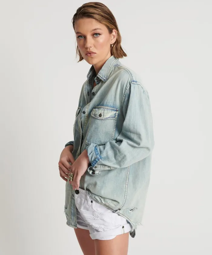 KANSAS EVERYDAY DENIM SHIRT Women One Teaspoon Denim Shirts KANSAS EVERYDAY DENIM SHIRT Women One Teaspoon Denim Shirts