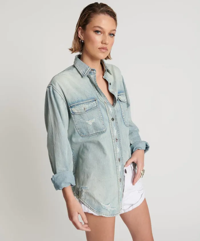 KANSAS EVERYDAY DENIM SHIRT Women One Teaspoon Denim Shirts KANSAS EVERYDAY DENIM SHIRT Women One Teaspoon Denim Shirts