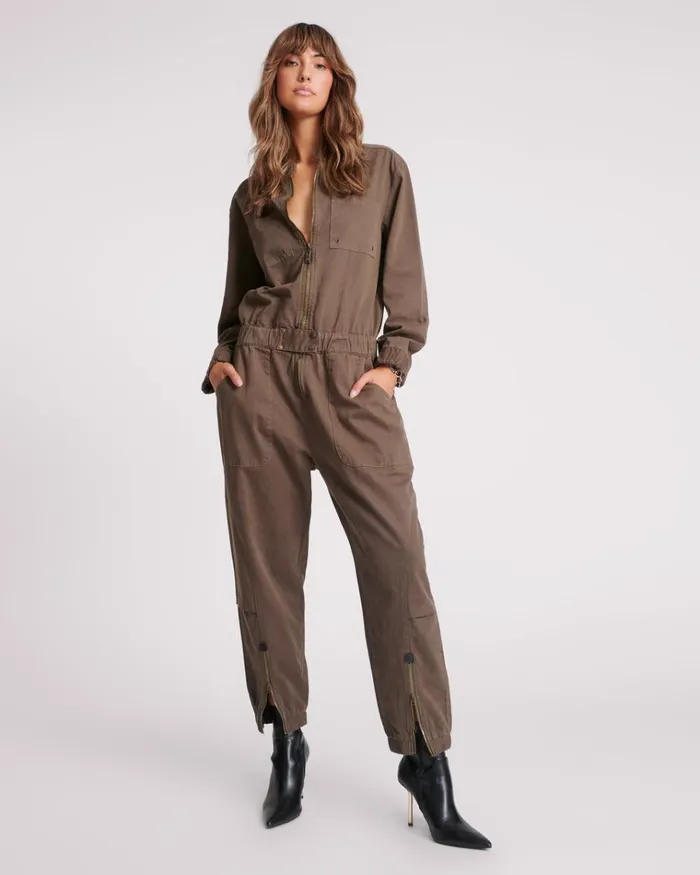 KHAKI DARK ROMANCE JUMPSUIT Women One Teaspoon Denim Jumpsuits