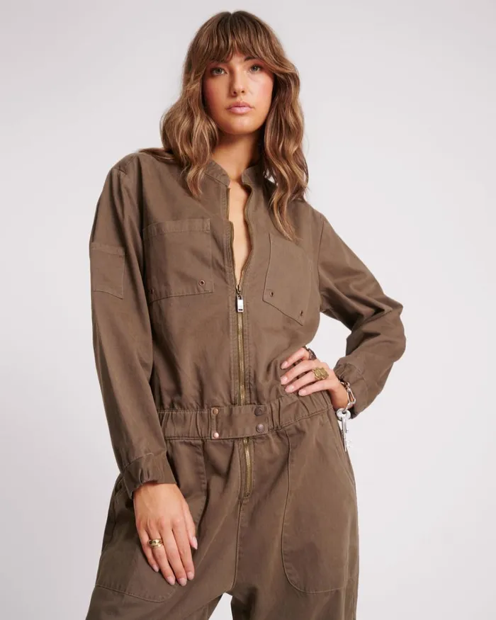 KHAKI DARK ROMANCE JUMPSUIT Women One Teaspoon Denim Jumpsuits KHAKI DARK ROMANCE JUMPSUIT Women One Teaspoon Denim Jumpsuits