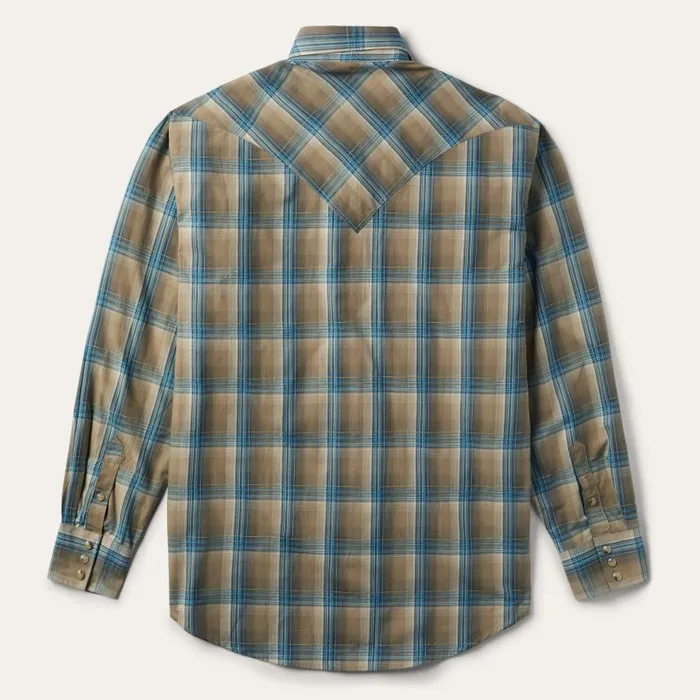 Khaki Ombre Plaid Shirt Khaki Ombre Plaid Shirt Men Stetson Western Shirts