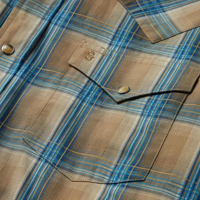 Khaki Ombre Plaid Shirt Khaki Ombre Plaid Shirt Men Stetson Western Shirts