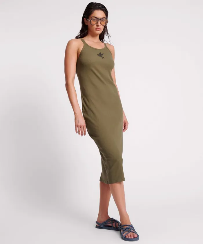 KHAKI ONE TEASPOON RIB SINGLET MIDI DRESS Women One Teaspoon Midi and Maxi Dresses KHAKI ONE TEASPOON RIB SINGLET MIDI DRESS Women One Teaspoon Midi and Maxi Dresses