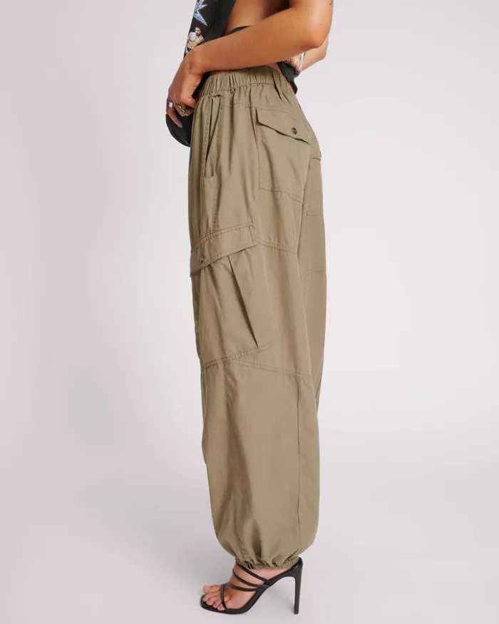 KHAKI UTILITY FLIGHT PANTS Women One Teaspoon Bottoms KHAKI UTILITY FLIGHT PANTS Women One Teaspoon Bottoms