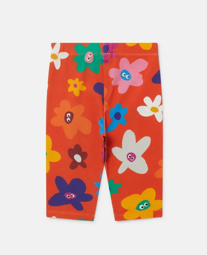 Kids Baby Girls Stella McCartney Smiling Flower Print Leggings Orange
