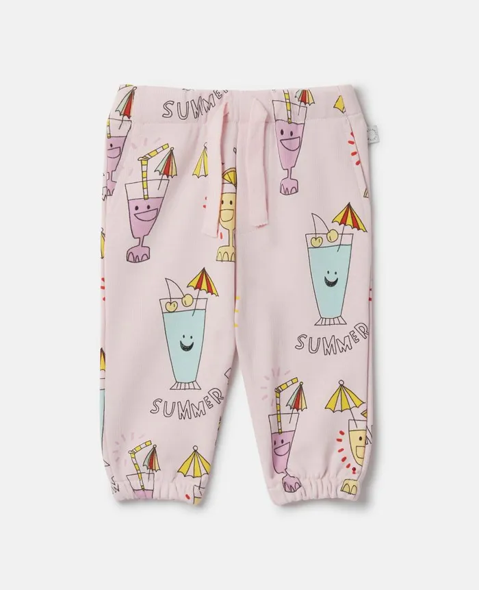 Kids Baby Girls Stella McCartney Summer Cocktail Print Joggers Pink