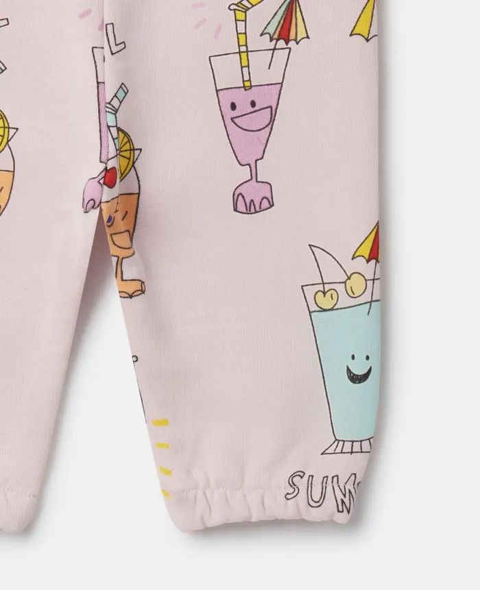 Kids Baby Girls Stella McCartney Summer Cocktail Print Joggers Pink