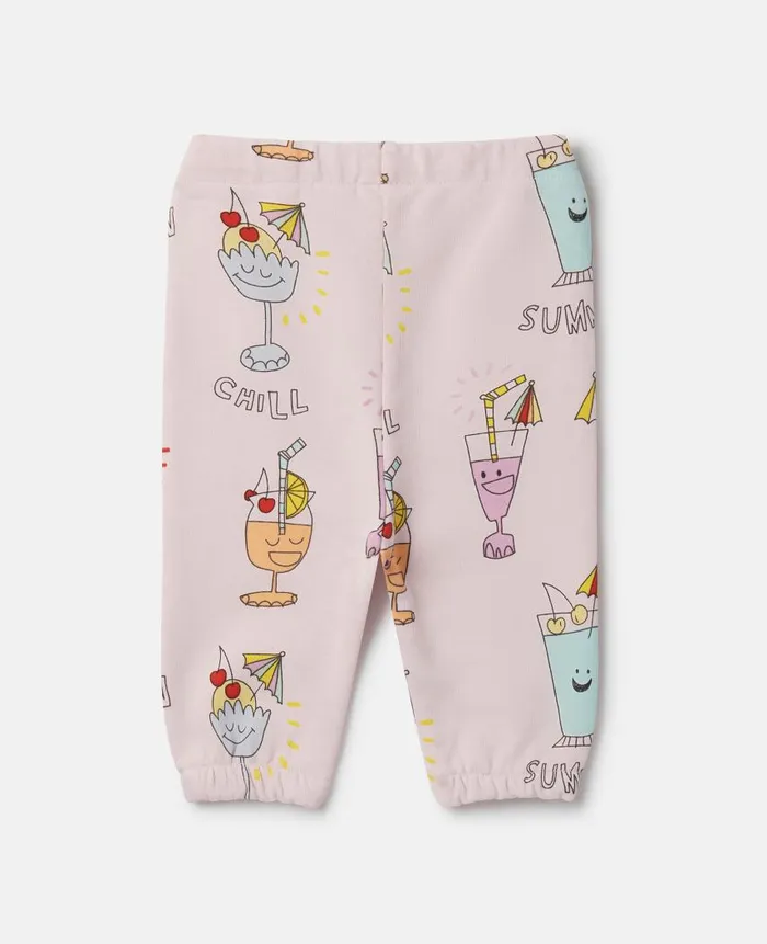 Kids Baby Girls Stella McCartney Summer Cocktail Print Joggers Pink