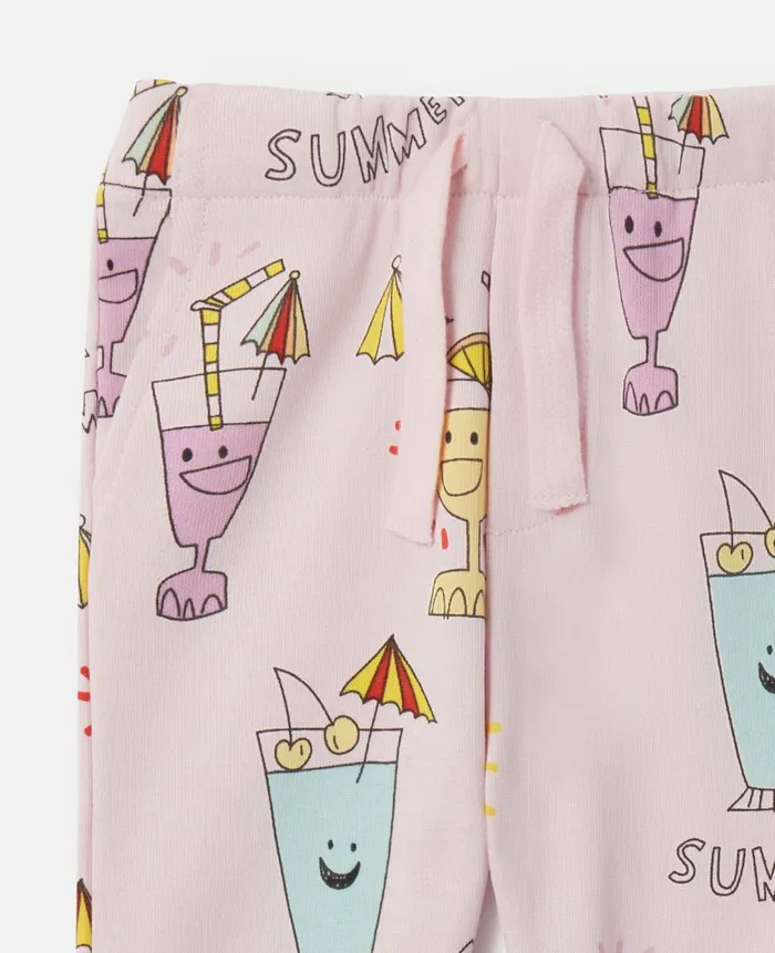 Kids Baby Girls Stella McCartney Summer Cocktail Print Joggers Pink