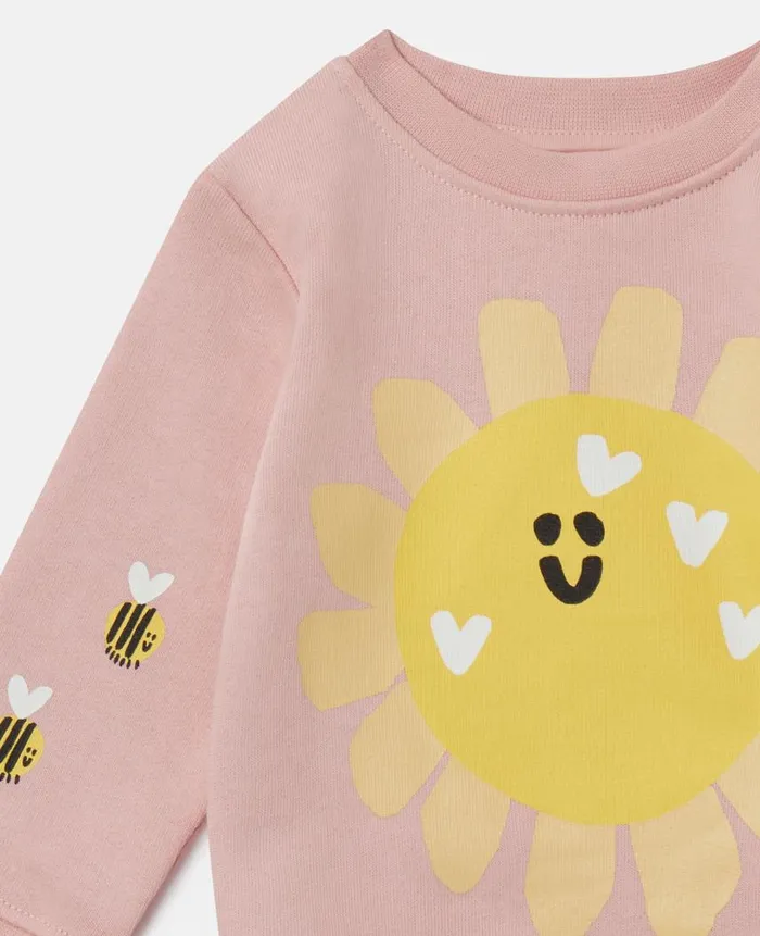 Kids Baby Girls Stella McCartney Sunshine Bumblebee Sweatshirt Pink