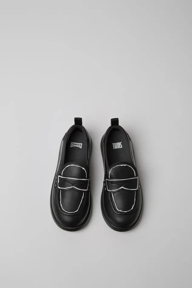 Kids Camper Ballerinas Twins Black Leather Shoes For Kids Kids Camper Ballerinas Twins Black Leather Shoes For Kids
