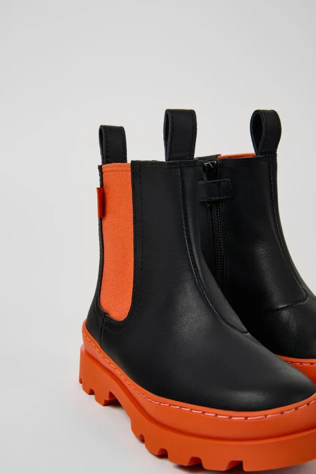 Kids Camper Boots Brutus Black Leather Chelsea Boots For Kids