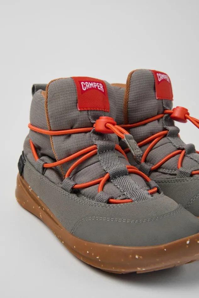 Kids Camper Boots Ergo Grey Textile Ankle Boots For Kids
