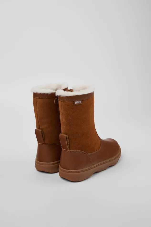 Kids Camper Boots Kiddo Brown Leather And Nubuck Boots For Kids Kids Camper Boots Kiddo Brown Leather And Nubuck Boots For Kids