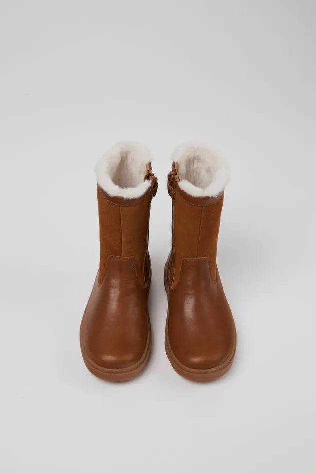 Kids Camper Boots Kiddo Brown Leather And Nubuck Boots For Kids Kids Camper Boots Kiddo Brown Leather And Nubuck Boots For Kids