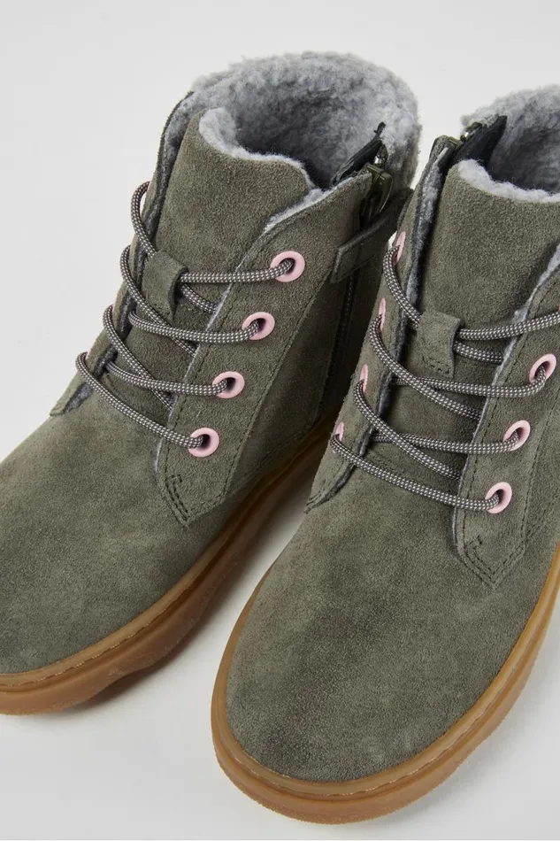Kids Camper Boots Kiddo Dark Green Ankle Boots