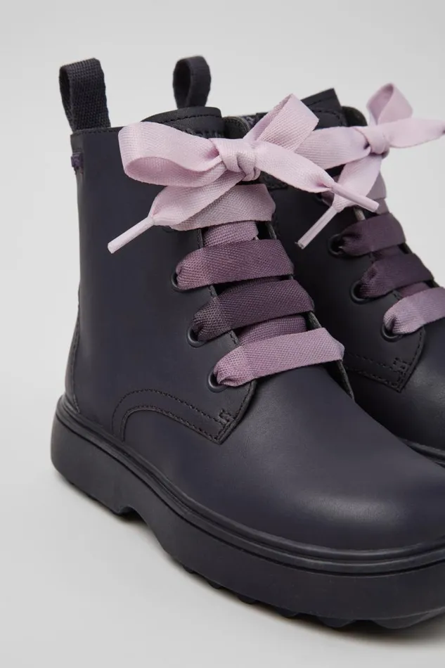Kids Camper Boots Norte Purple Leather Ankle Boots For Kids