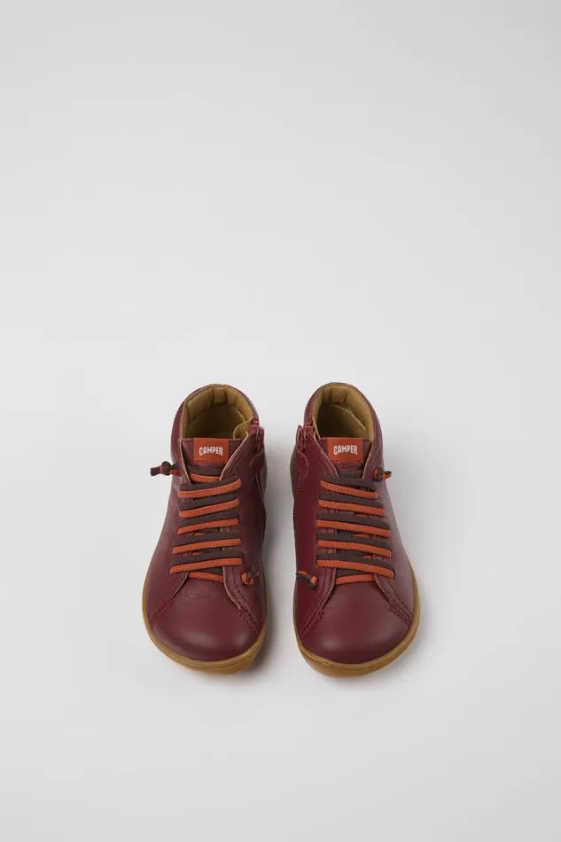 Kids Camper Boots Peu Burgundy Leather Ankle Boots For Kids Kids Camper Boots Peu Burgundy Leather Ankle Boots For Kids