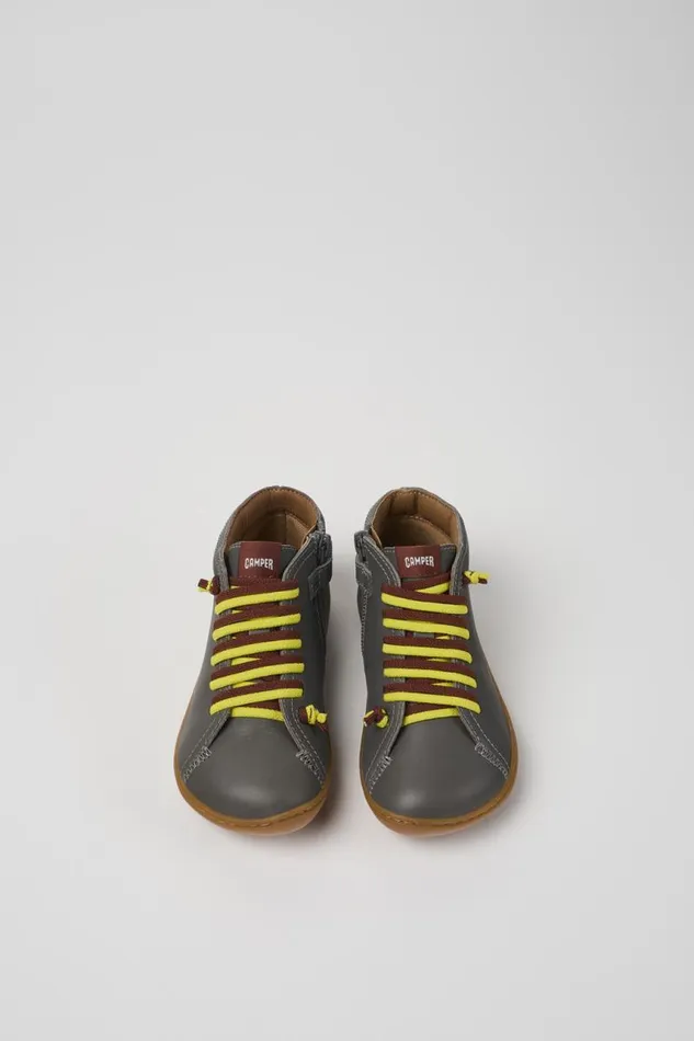 Kids Camper Boots Peu Grey Leather Ankle Boots For Kids Kids Camper Boots Peu Grey Leather Ankle Boots For Kids