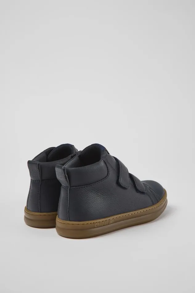 Kids Camper Boots Runner Navy Blue Leather And Textile Ankle Boots For Kids Kids Camper Boots Runner Navy Blue Leather And Textile Ankle Boots For Kids