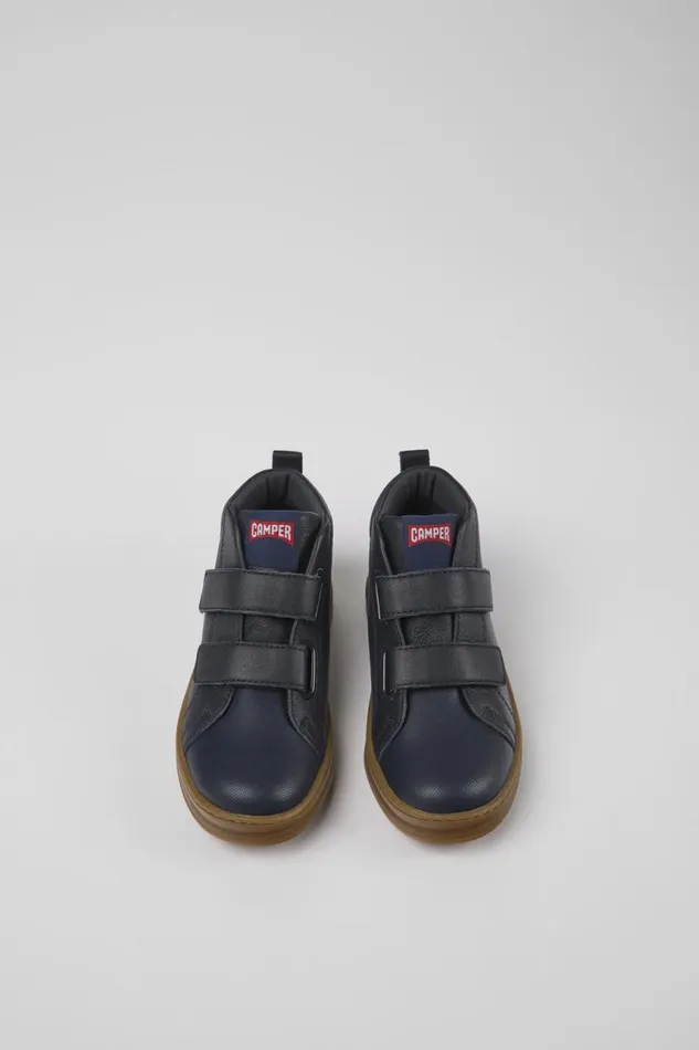 Kids Camper Boots Runner Navy Blue Leather And Textile Ankle Boots For Kids Kids Camper Boots Runner Navy Blue Leather And Textile Ankle Boots For Kids