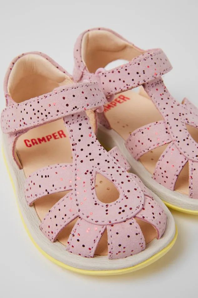 Kids Camper Sandals Bicho Pink Nubuck Sandals For Kids