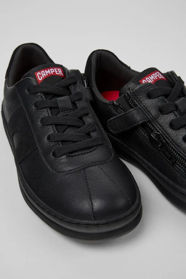 Kids Camper Sneakers Runner Black Leather And Nubuck Sneakers For Kids