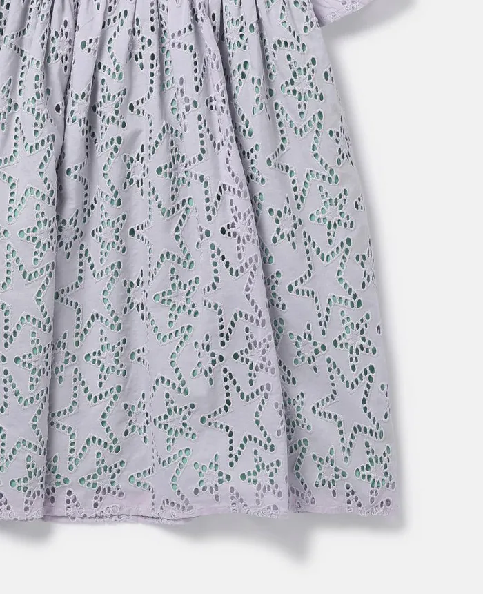 Kids Dresses and Jumpsuits Stella McCartney Star Broderie Anglaise Angel Sleeve Dress Purple