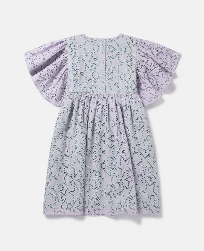 Kids Dresses and Jumpsuits Stella McCartney Star Broderie Anglaise Angel Sleeve Dress Purple