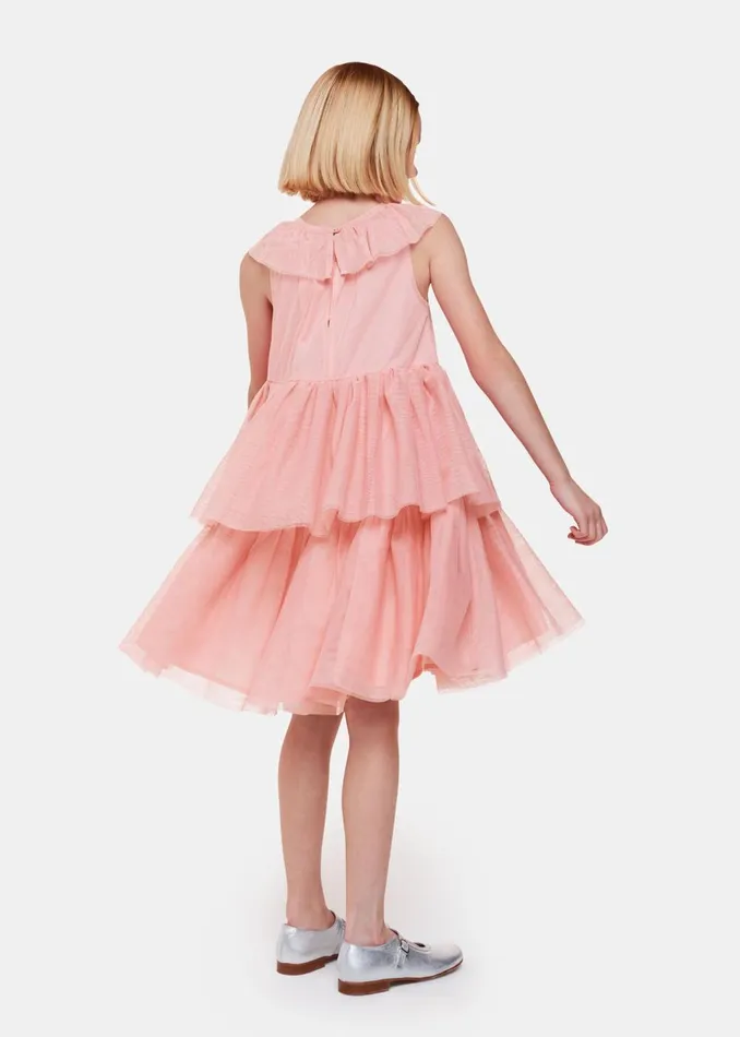 Kids Dresses and Jumpsuits Whistles Dusty Pink Tilda Tulle Frill Sleeve Dress
